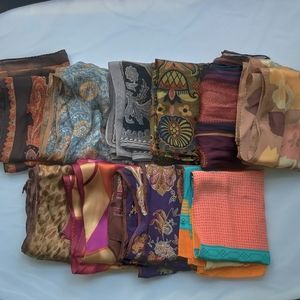 Lot of 10 Vintage Silk Scarves Long